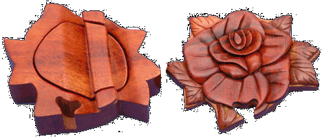 Intarsia Puzzle Box Slide Lid to open